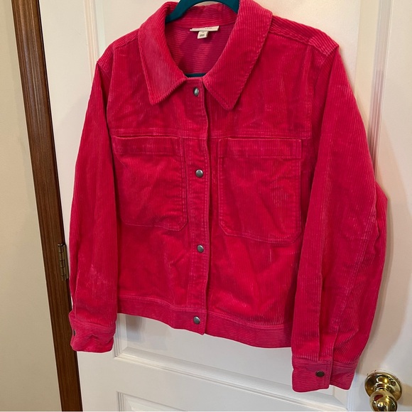 ON 34th Like NEW Vibrant Hot Pink Wide Wale Corduroy Snap Up Jacket - Picture 9 of 13